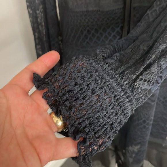 Sundance Navy Blue Lace Knee Length Dress Boho Bohemian Size Small Petite NWT - Picture 4 of 8